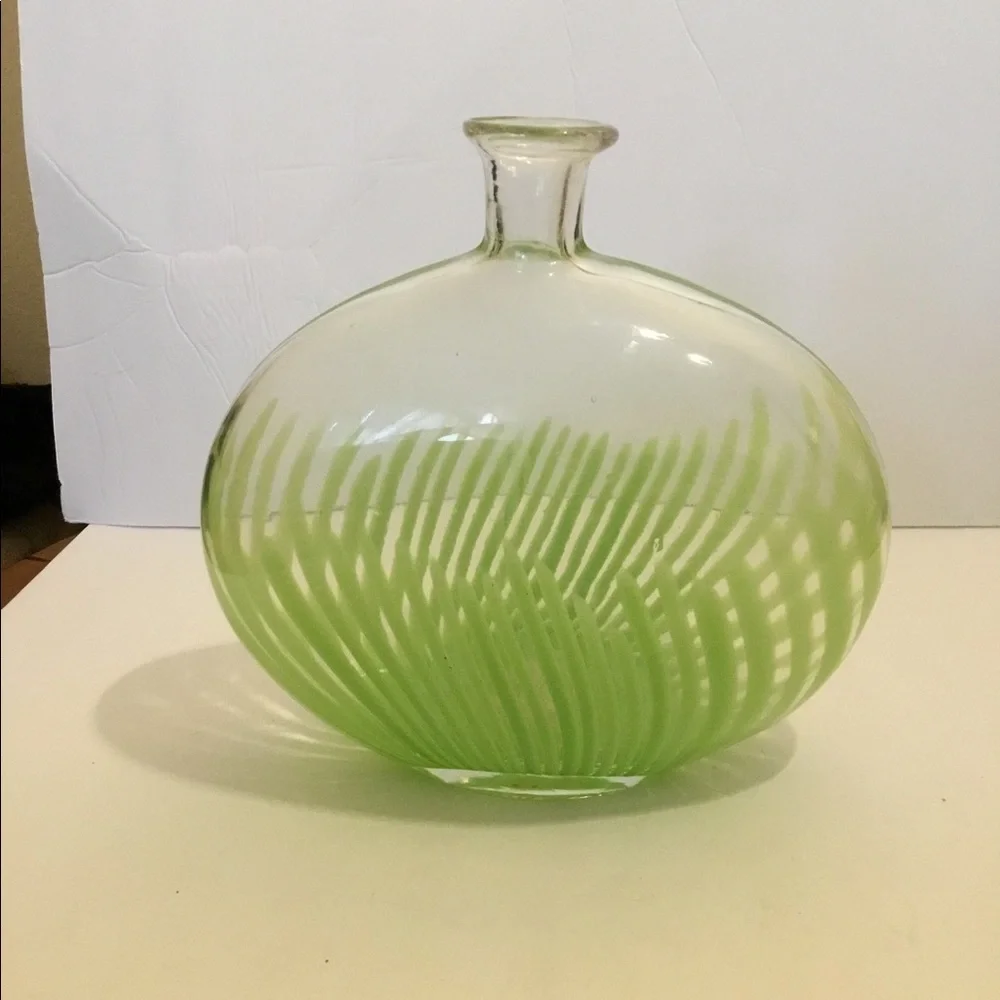 Clear vase with green grass stripes from Pier One